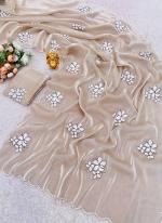 Jimmy Choo Beige Party Wear Sequins Work Saree